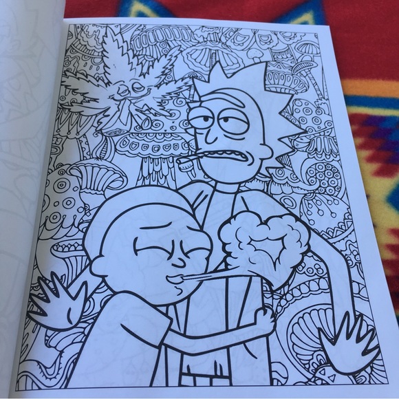 Rick and Morty Graphic Tshirt Size L+ RICK AND MORTY STONER COLORING BOOK - Picture 6 of 16